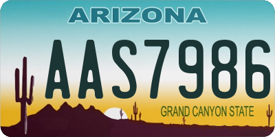 AZ license plate AAS7986