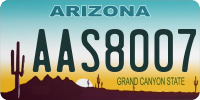 AZ license plate AAS8007