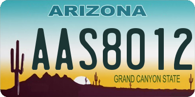 AZ license plate AAS8012