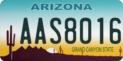 AZ license plate AAS8016