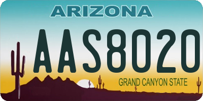 AZ license plate AAS8020