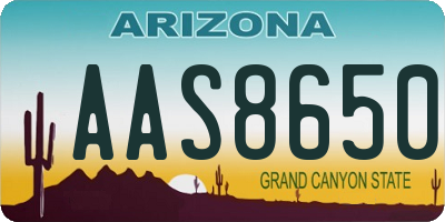 AZ license plate AAS8650
