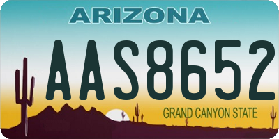 AZ license plate AAS8652