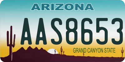 AZ license plate AAS8653