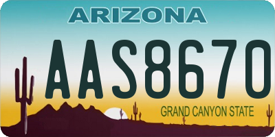 AZ license plate AAS8670