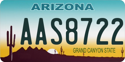 AZ license plate AAS8722