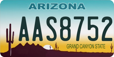 AZ license plate AAS8752