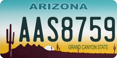 AZ license plate AAS8759