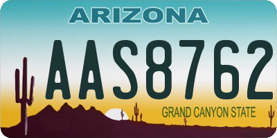 AZ license plate AAS8762