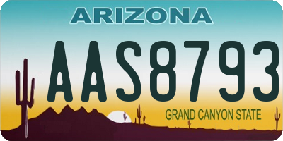AZ license plate AAS8793