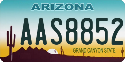 AZ license plate AAS8852