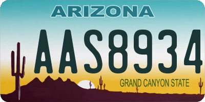 AZ license plate AAS8934