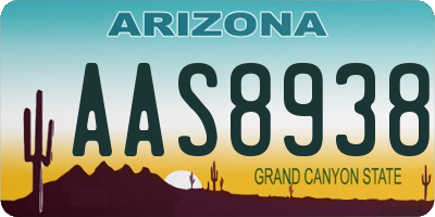 AZ license plate AAS8938