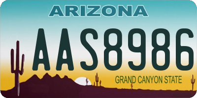 AZ license plate AAS8986