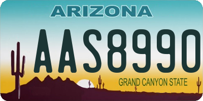 AZ license plate AAS8990