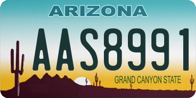 AZ license plate AAS8991
