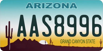 AZ license plate AAS8996