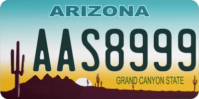 AZ license plate AAS8999
