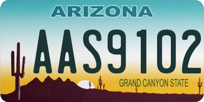 AZ license plate AAS9102
