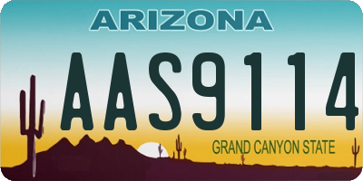 AZ license plate AAS9114
