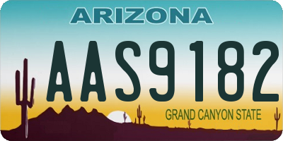 AZ license plate AAS9182