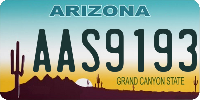 AZ license plate AAS9193
