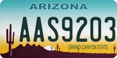 AZ license plate AAS9203