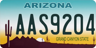 AZ license plate AAS9204