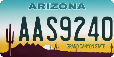 AZ license plate AAS9240