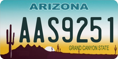 AZ license plate AAS9251