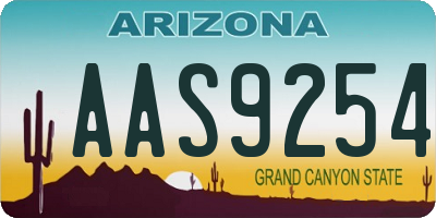 AZ license plate AAS9254