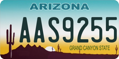 AZ license plate AAS9255