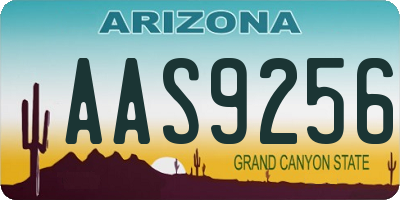 AZ license plate AAS9256