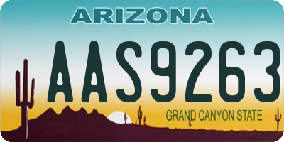 AZ license plate AAS9263