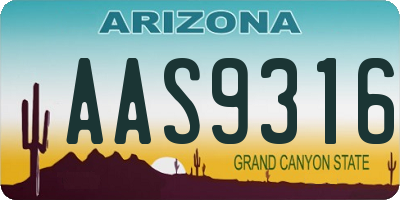 AZ license plate AAS9316