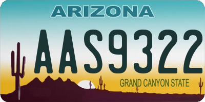 AZ license plate AAS9322