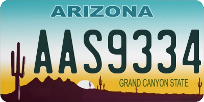 AZ license plate AAS9334