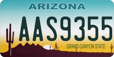 AZ license plate AAS9355