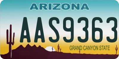 AZ license plate AAS9363