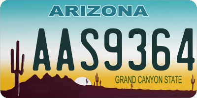 AZ license plate AAS9364