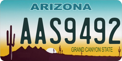 AZ license plate AAS9492