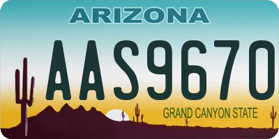 AZ license plate AAS9670