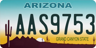 AZ license plate AAS9753
