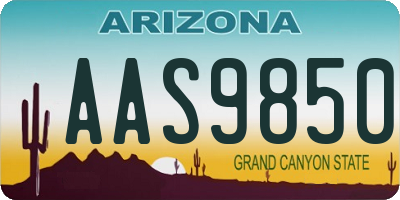 AZ license plate AAS9850