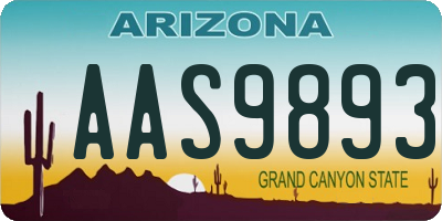 AZ license plate AAS9893