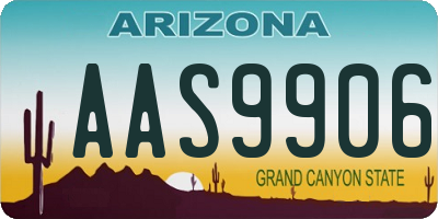 AZ license plate AAS9906