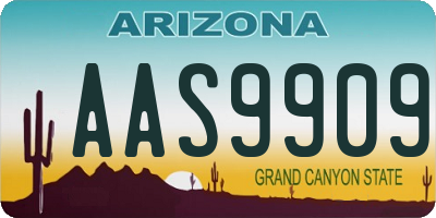AZ license plate AAS9909