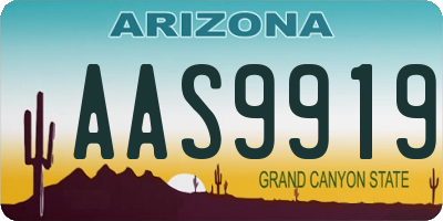 AZ license plate AAS9919
