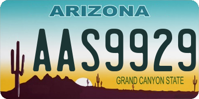 AZ license plate AAS9929