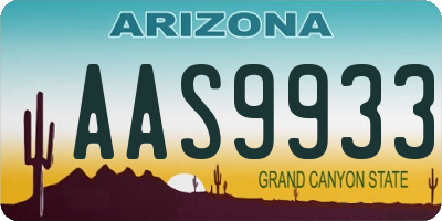 AZ license plate AAS9933